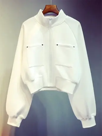 卫衣女春秋薄款2021新款韩版ins潮开衫拉链短款百搭宽松外套上衣商品大图