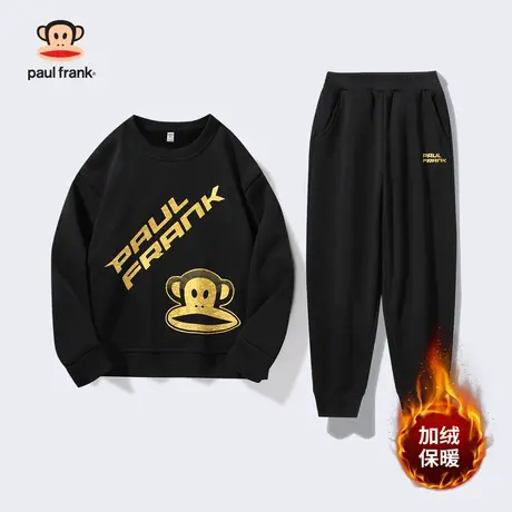 大嘴猴童装儿童2023秋冬新品女童保暖中大童圆领卫衣男童加绒套装商品大图