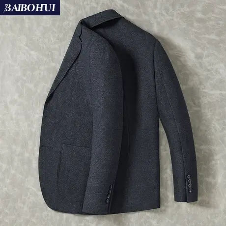 秋冬季羊毛西装男士外套韩版修身商务英伦加厚单件休闲小西服上衣商品大图