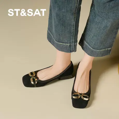 St&Sat/星期六玛丽珍女鞋夏季新款高跟女鞋子法式复古圆头粗跟女商品大图