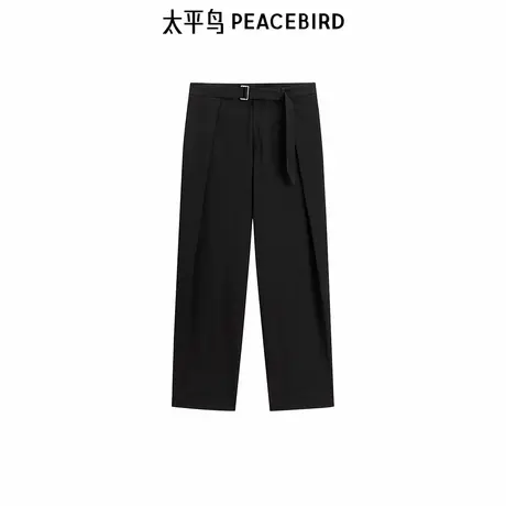 【商场同款】太平鸟男装时尚休闲裤秋冬新款黑色直筒裤B1GBE424P图片