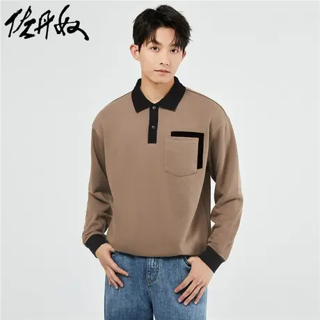 佐丹奴Polo男装卫衣布针织撞色口袋宽松长袖POLO 18013616图片