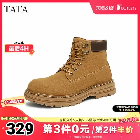 TATA他她复古厚底马丁靴男靴加绒户外大黄靴短靴2025早夏QGB01DD4商品大图