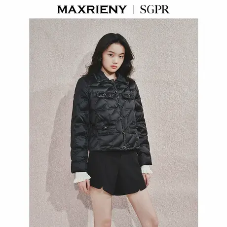 【商场同款】MAXRIENY精致复古感羽绒服女2024秋冬新款织带外套商品大图