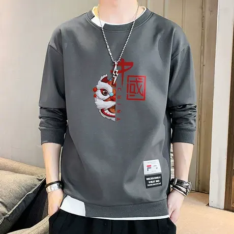 青少年假两件卫衣男韩版潮流学生春秋季2023新款个性嘻哈宽松上衣商品大图