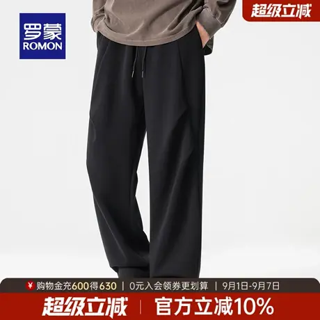 罗蒙男士休闲裤2025年秋季新款时尚潮流抽绳腰百搭直筒运动长裤子商品大图