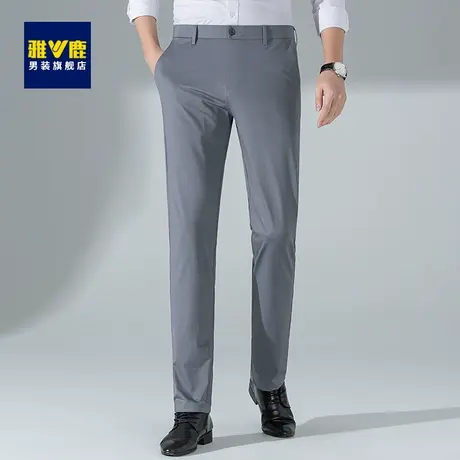 雅鹿男士休闲裤冰丝夏季薄款直筒宽松商务西装男裤中老年爸爸裤子商品大图