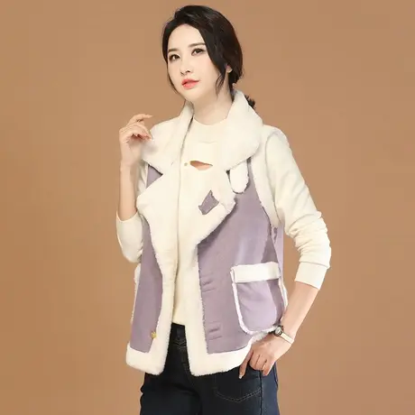 韩潮袭人2023冬季新款高级感西装领羊羔毛加绒皮毛一体马甲外套图片