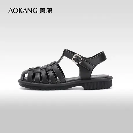 【门店发货】奥康女鞋2023夏季新款时装凉鞋时尚罗马风猪笼鞋复古商品大图