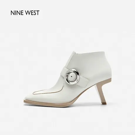 Nine West/玖熙英伦风复古皮带扣短靴2023秋新款踝靴时装靴回旋跟图片