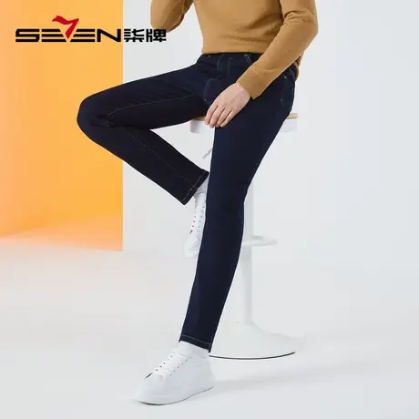 【三防洗水】柒牌男士牛仔裤2022春秋新款时尚休闲中腰直筒长裤子商品大图