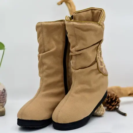 汉舞老北京民族风女士绣花千层底内增高棉靴加厚中筒复古冬季福双商品大图