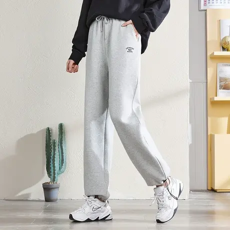 唐狮灰色卫裤女士春秋新款运动裤宽松直筒束脚休闲裤显瘦哈伦裤子图片