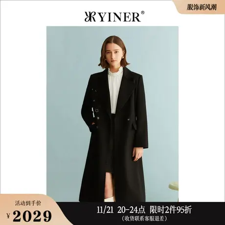 【绵羊毛+牦牛绒】YINER音儿专选女装冬季外套双面毛呢大衣商品大图