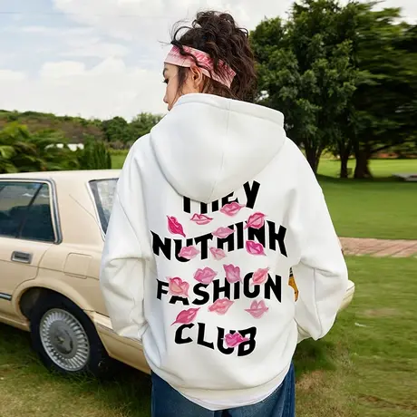 Nuthink欧美潮牌字母连帽卫衣春季男潮ins中性风情侣宽松加绒外套商品大图