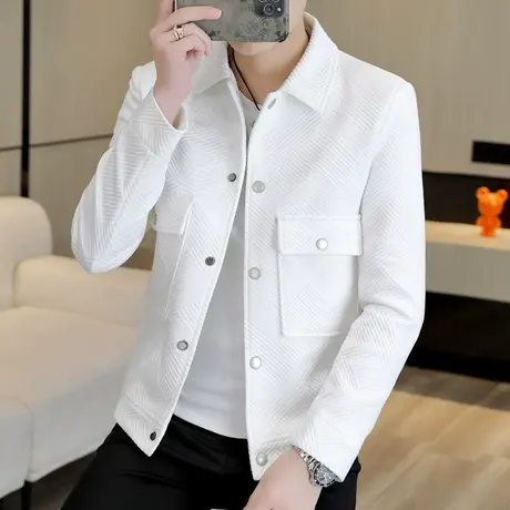 时尚春装薄款外套男士翻领痞帅工装休闲百搭褂子上衣高端潮流夹克商品大图