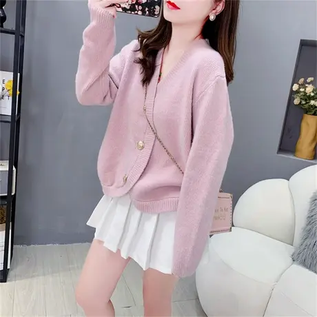 温柔风软糯针织开衫女早秋2023年新款宽松时尚网红小个子毛衣外套图片