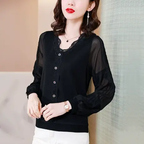 打底衫女春秋装2023年新款早秋季上衣蕾丝内搭长袖t恤女时尚洋气图片