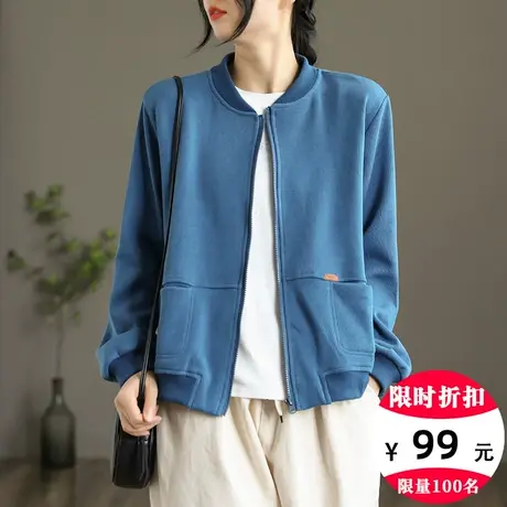dza 休闲外套女短款工装夹克2022新款长袖运动棒球服宽松秋季上衣图片