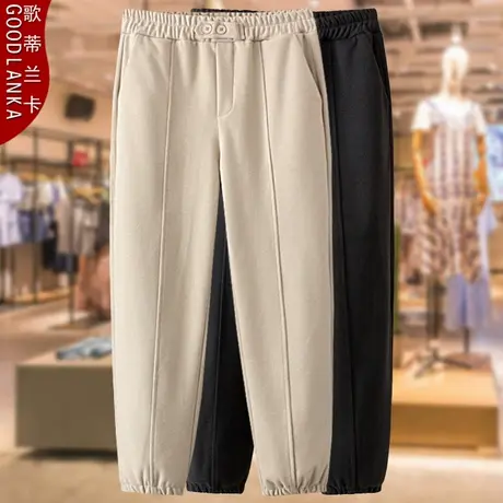 中年妈妈装秋冬装新款小个子九分靴裤时尚加肥加大码女束脚毛呢裤图片