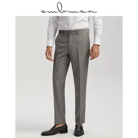 十米布冬季灰色西装裤男修身易打理免烫商务正装职业休闲垂感裤子商品大图