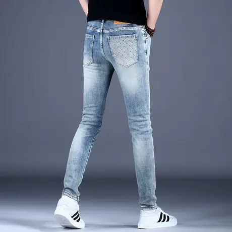 2023新款男士紧身弹力牛仔裤男款修身小脚休闲裤子男潮牌秋冬潮流商品大图