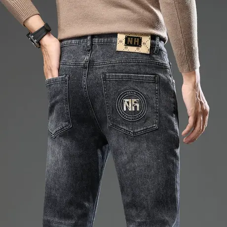 男款日系港风潮牌修身小直筒春季男裤子春秋款男生高端休闲牛仔裤商品大图