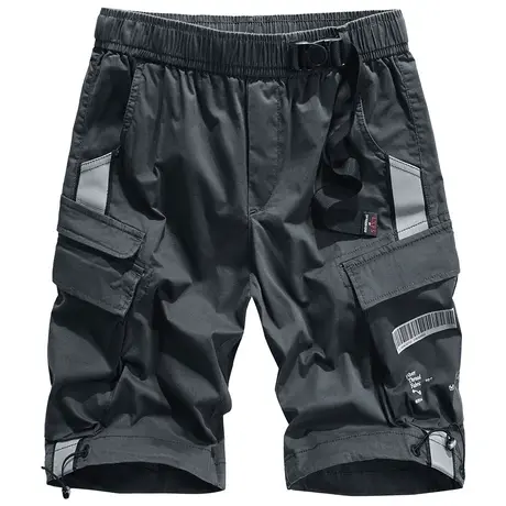 VIP反光条拼接工装短裤男潮牌夏季休闲五分裤宽松运动机能风中裤商品大图