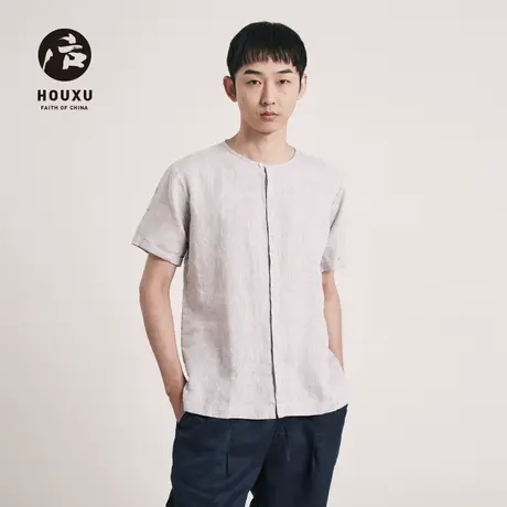 后序【纯亚麻系列】新中式国风男装高端亚麻短袖衬衫男麻料上衣商品大图