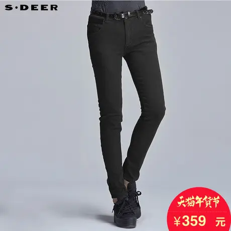 sdeer圣迪奥女装做旧休闲斜纹长裤S16180887商品大图