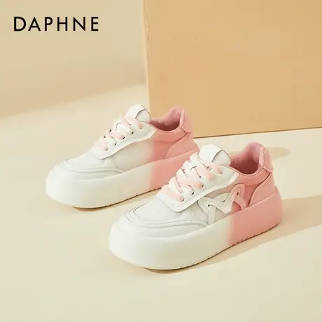 达芙妮厚底真皮小白鞋女2022夏季新款平底网面透气港风休闲板鞋女商品大图