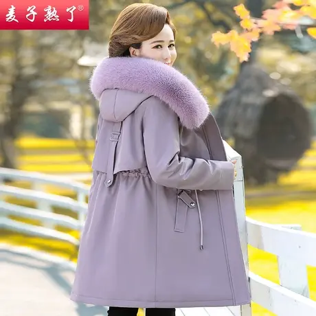 2023冬季新款妈妈装加厚一体绒保暖派克服棉袄中老年人女装秋外套图片