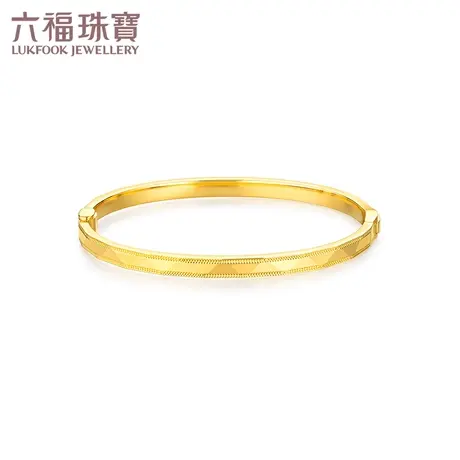 六福珠宝时尚实心黄金手镯光影金5G开扣式镯子女计价L12TBGB0001商品大图