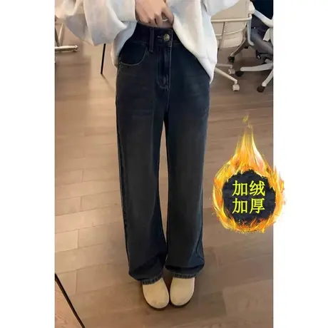 时尚大码女装直筒牛仔裤女高腰秋春季新款显瘦直筒裤子复古百搭春商品大图