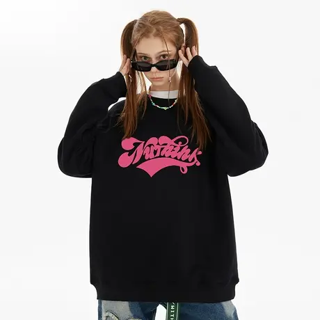 Nuthink美式高街字母圆领卫衣男潮牌潮流大码宽松冬季情侣上衣潮商品大图