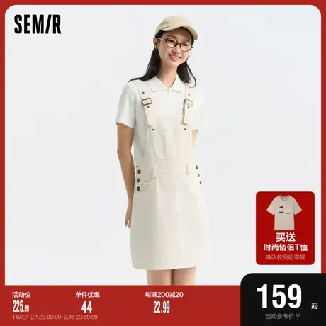 森马背带裙女叠穿小个子短裙2024夏季新款时尚宽松连衣裙复古百搭图片