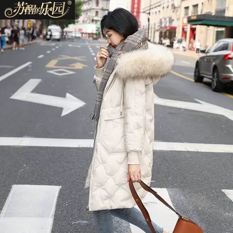 羽绒服女中长款2021新款冬季时尚韩版宽松显瘦东大门大毛领白鸭绒图片