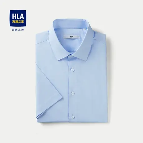 HLA/海澜之家竖条纹短袖正装衬衫2024春夏新款商务正式蓝衬衣男商品大图