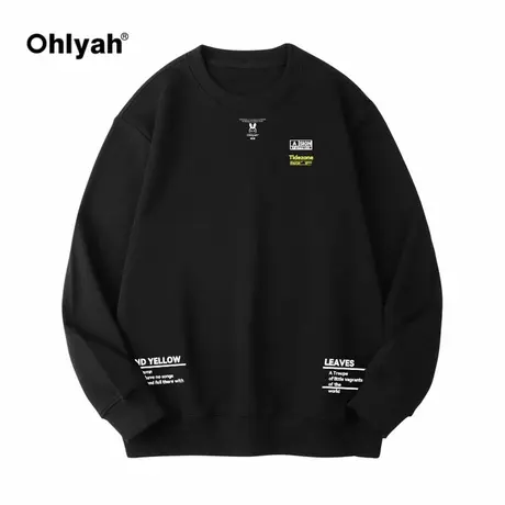 Ohlyah字母标语圆领大码卫衣国潮牌复古情侣装秋季美式宽松上衣男商品大图