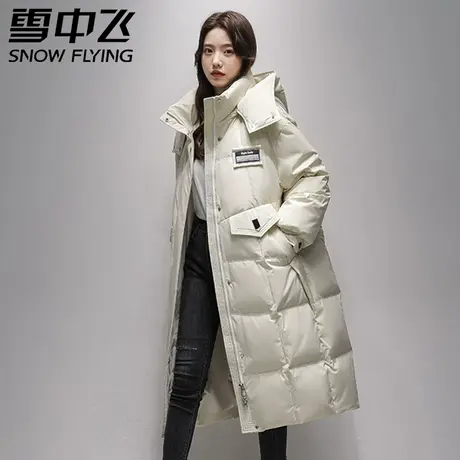 雪中飞2023秋冬新款女士长款羽绒服连帽廓形大口袋加厚保暖羽绒服图片