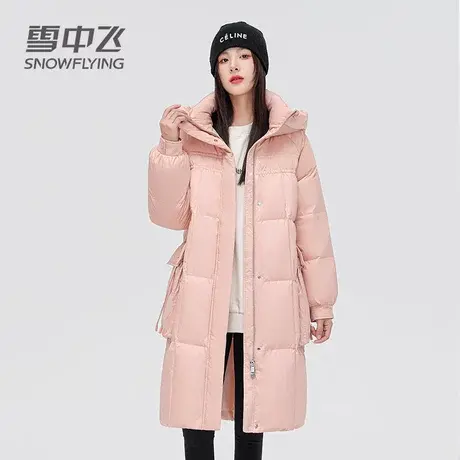 雪中飞时尚连帽女长款羽绒服时尚宽松廓形A版2023冬新款保暖外套图片