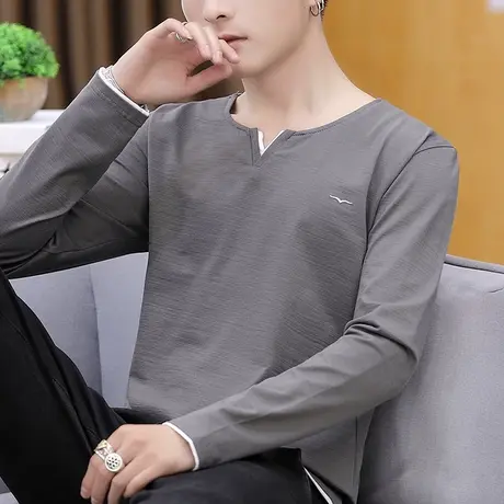 男士长袖t恤韩版潮流2023新款春秋宽松休闲卫衣潮牌男装上衣服ins商品大图