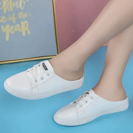 2023秋季新款真皮平底大码女拖鞋41-43百搭包头圆头外穿女士凉拖图片