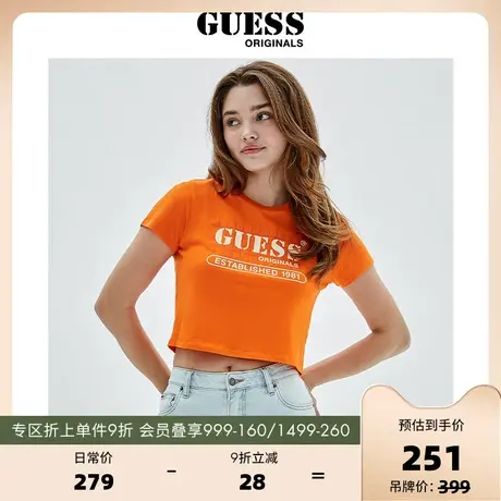 GUESS Originals女士短款小清新印花短T恤多巴胺-W2YI21K9RM1图片