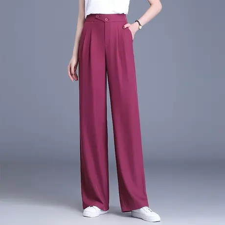 冰凉丝阔腿裤女夏季高腰垂感拖地西装裤2023新款显瘦休闲直筒裤子商品大图