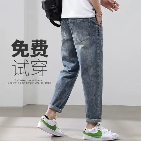 夏天男士高端水洗直筒夏季薄款男生宽松九分休闲牛仔裤夏装男裤子商品大图
