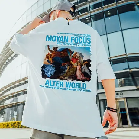 2023年新款短袖t恤男潮牌超火宽松百搭男士潮流潮ins港风大码半袖商品大图