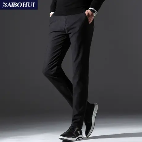 清仓春秋季新款休闲裤男修身韩版青年黑色裤子男士免烫直筒长裤潮商品大图