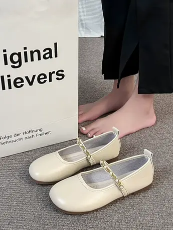 平底玛丽珍单鞋女2023年新款春秋法式温柔仙女风浅口软底豆豆鞋子商品大图