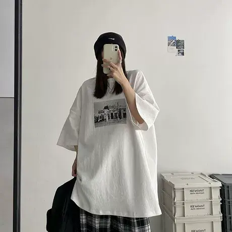 胖mm短袖t恤女装夏季新款大码宽松韩版学生百搭半袖体恤上衣200斤商品大图
